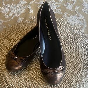 Franco Sarto Metallic Bronze and Dark Brown Ballet Flats
